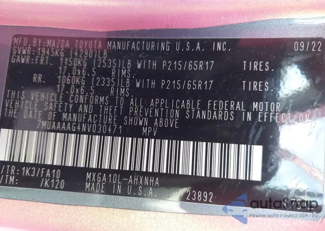 2022 Toyota Corolla Cross L из США, поврежденный, VIN 7MUAAAAG4NV030471